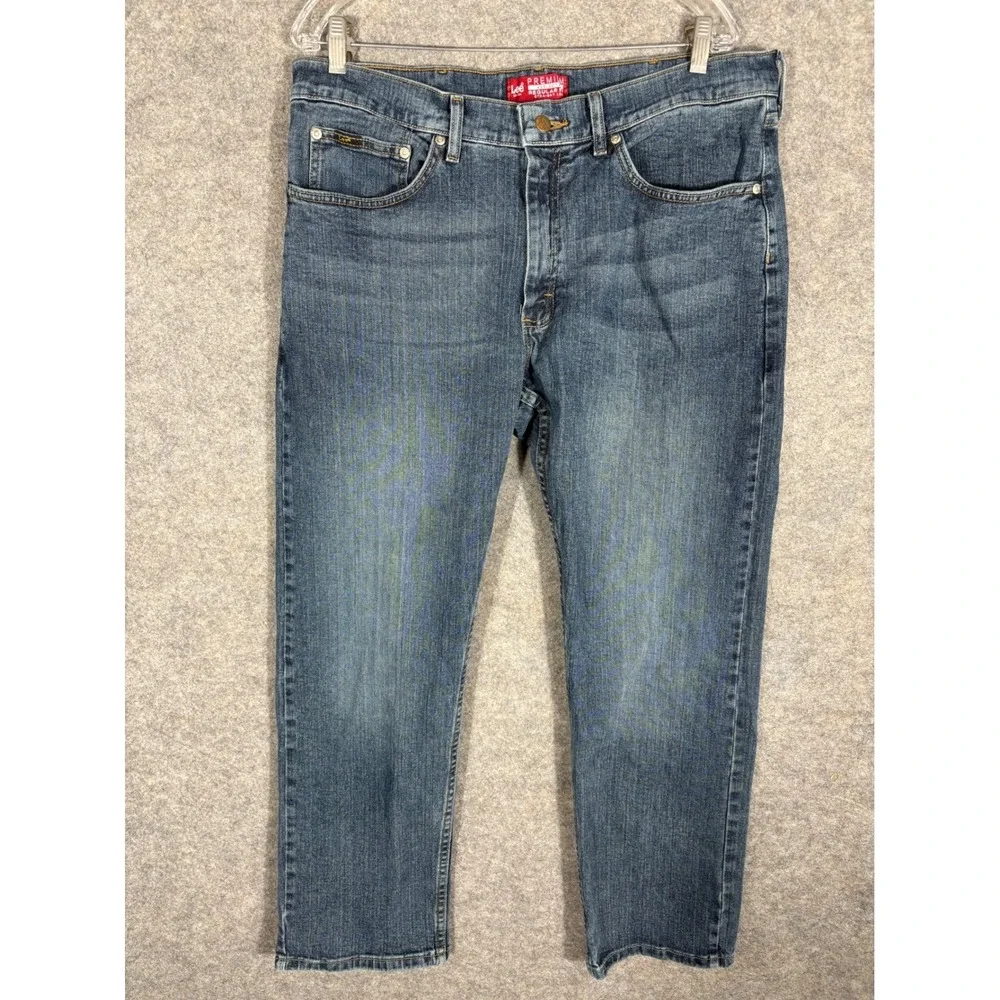 Lee Premium Select Regular Fit Straight Leg Men's Blue Denim‎ Jeans 38x30